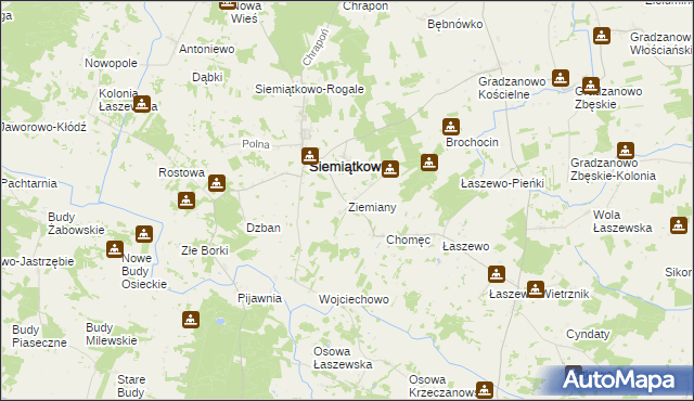 mapa Ziemiany gmina Siemiątkowo, Ziemiany gmina Siemiątkowo na mapie Targeo