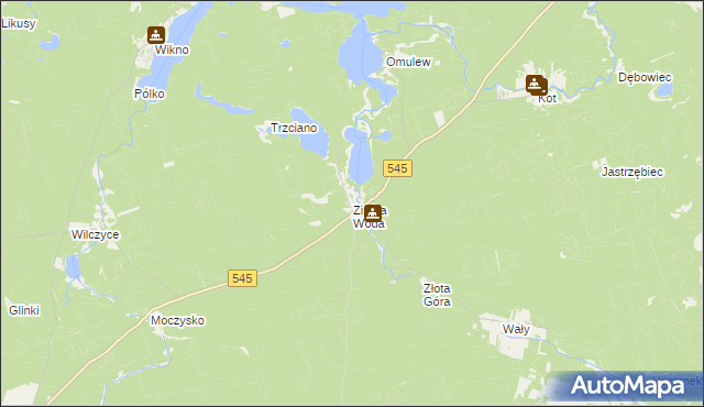 mapa Zimna Woda gmina Nidzica, Zimna Woda gmina Nidzica na mapie Targeo