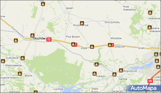 mapa Złota gmina Głuchów, Złota gmina Głuchów na mapie Targeo