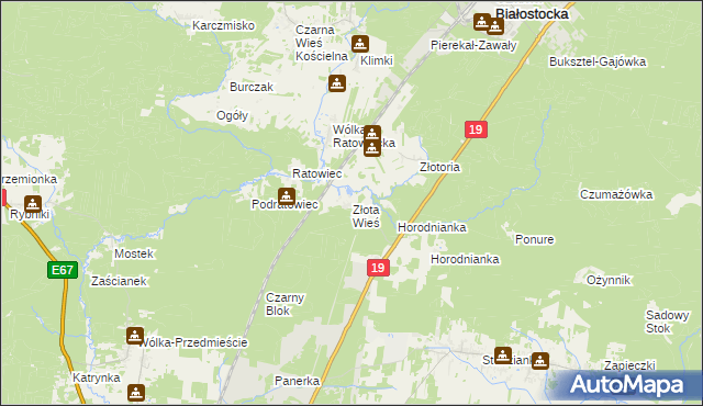 mapa Złota Wieś, Złota Wieś na mapie Targeo