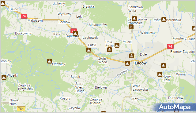 mapa Złota Woda, Złota Woda na mapie Targeo