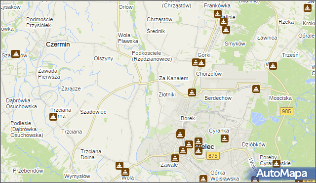 mapa Złotniki gmina Mielec, Złotniki gmina Mielec na mapie Targeo