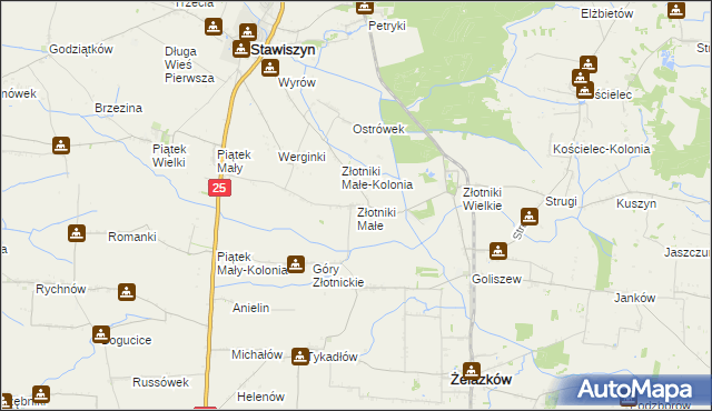 mapa Złotniki Małe, Złotniki Małe na mapie Targeo