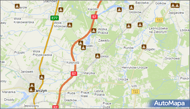 mapa Złotokłos, Złotokłos na mapie Targeo