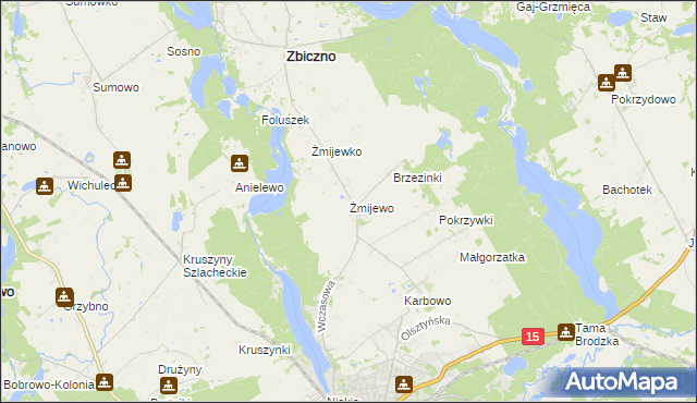 mapa Żmijewo gmina Zbiczno, Żmijewo gmina Zbiczno na mapie Targeo