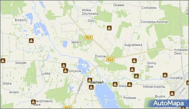 mapa Żminne, Żminne na mapie Targeo