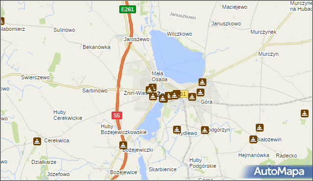 mapa Żnin, Żnin na mapie Targeo
