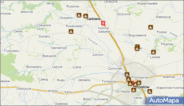 mapa Zochcin, Zochcin na mapie Targeo