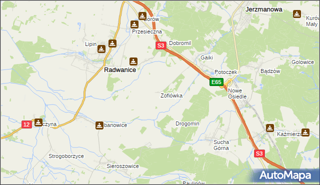 mapa Zofiówka gmina Jerzmanowa, Zofiówka gmina Jerzmanowa na mapie Targeo