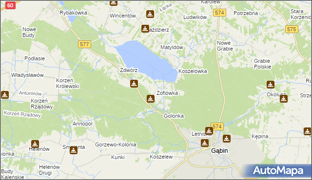 mapa Zofiówka gmina Łąck, Zofiówka gmina Łąck na mapie Targeo