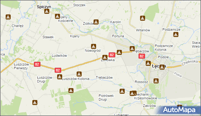 mapa Zofiówka gmina Łęczna, Zofiówka gmina Łęczna na mapie Targeo