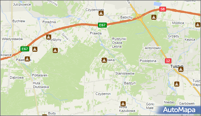 mapa Zofiówka gmina Tuszyn, Zofiówka gmina Tuszyn na mapie Targeo