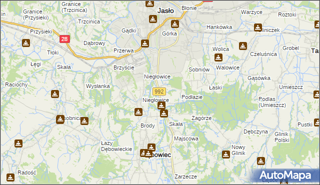 mapa Żółków gmina Jasło, Żółków gmina Jasło na mapie Targeo