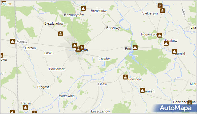 mapa Żółków gmina Żerków, Żółków gmina Żerków na mapie Targeo