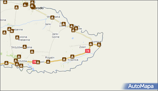 mapa Zosin gmina Horodło, Zosin gmina Horodło na mapie Targeo