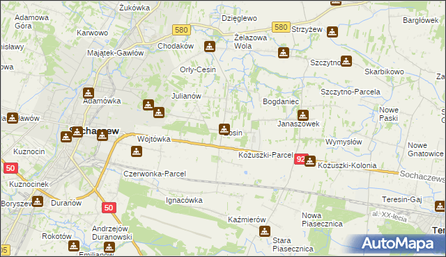 mapa Zosin gmina Sochaczew, Zosin gmina Sochaczew na mapie Targeo