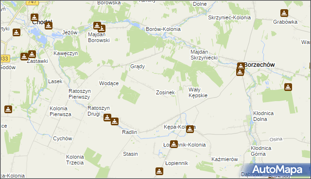 mapa Zosinek gmina Chodel, Zosinek gmina Chodel na mapie Targeo