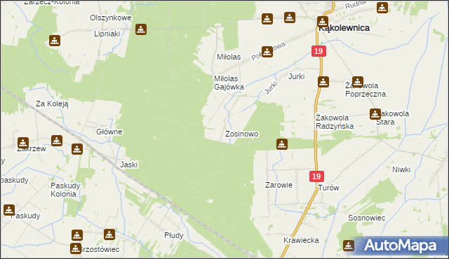 mapa Zosinowo, Zosinowo na mapie Targeo