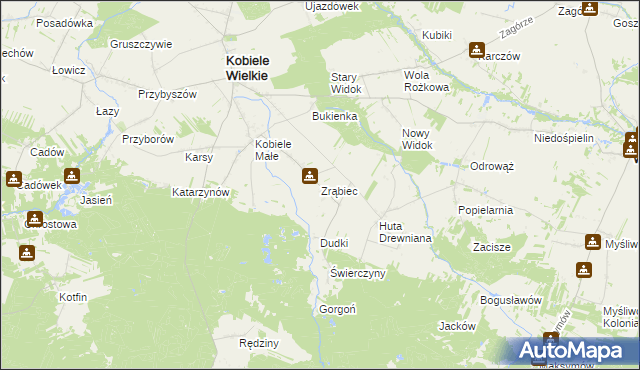 mapa Zrąbiec, Zrąbiec na mapie Targeo