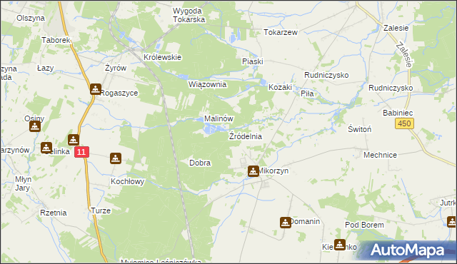 mapa Źródelnia, Źródelnia na mapie Targeo