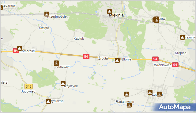 mapa Źródła gmina Miękinia, Źródła gmina Miękinia na mapie Targeo