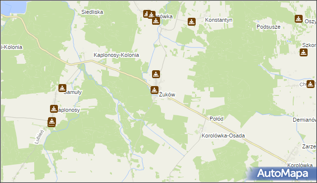 mapa Żuków gmina Włodawa, Żuków gmina Włodawa na mapie Targeo