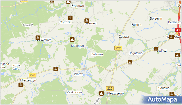 mapa Żuławka gmina Pruszcz Gdański, Żuławka gmina Pruszcz Gdański na mapie Targeo