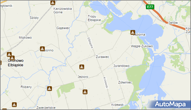 mapa Żurawiec gmina Markusy, Żurawiec gmina Markusy na mapie Targeo