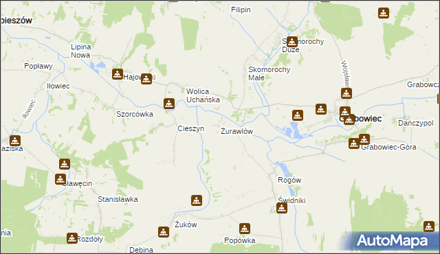 mapa Żurawlów, Żurawlów na mapie Targeo