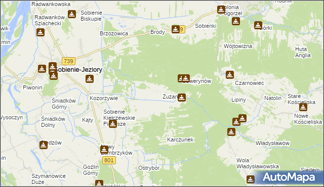 mapa Zuzanów, Zuzanów na mapie Targeo