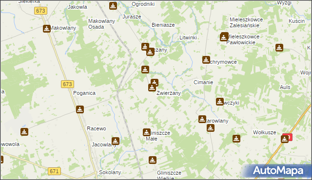 mapa Zwierżany, Zwierżany na mapie Targeo