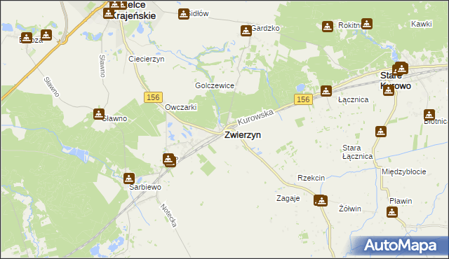 mapa Zwierzyn powiat strzelecko-drezdenecki, Zwierzyn powiat strzelecko-drezdenecki na mapie Targeo