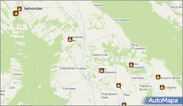 mapa Zwierzyniec gmina Krasnosielc, Zwierzyniec gmina Krasnosielc na mapie Targeo