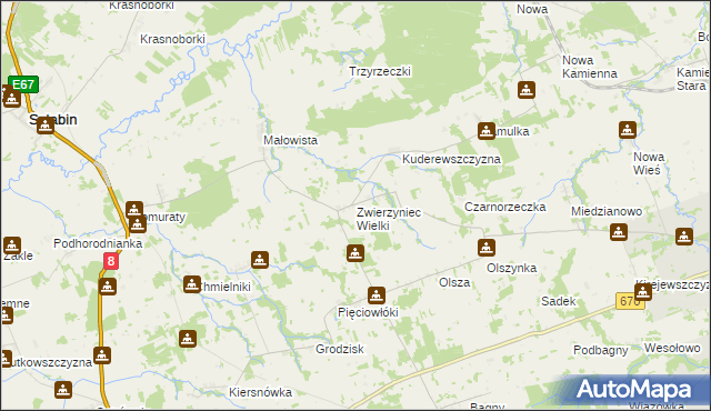 mapa Zwierzyniec Wielki, Zwierzyniec Wielki na mapie Targeo