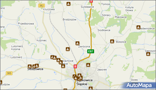 mapa Zwrócona, Zwrócona na mapie Targeo