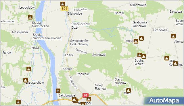 mapa Zychówki, Zychówki na mapie Targeo