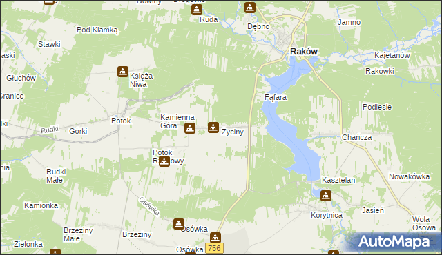 mapa Życiny, Życiny na mapie Targeo