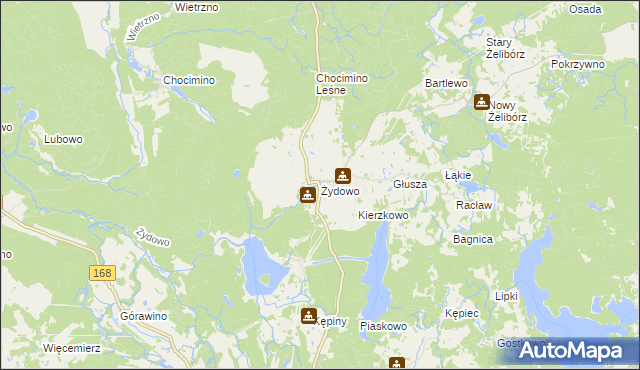 mapa Żydowo gmina Polanów, Żydowo gmina Polanów na mapie Targeo