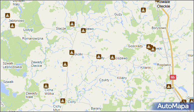 mapa Żydy gmina Kowale Oleckie, Żydy gmina Kowale Oleckie na mapie Targeo