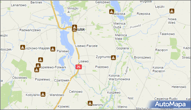 mapa Zygmuntowo gmina Skulsk, Zygmuntowo gmina Skulsk na mapie Targeo