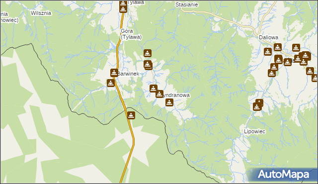 mapa Zyndranowa, Zyndranowa na mapie Targeo