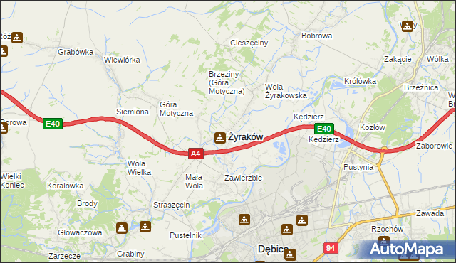 mapa Żyraków, Żyraków na mapie Targeo