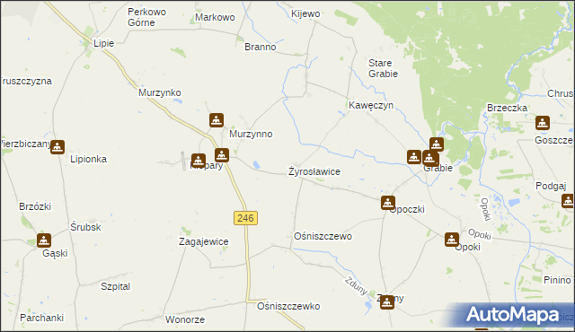 mapa Żyrosławice, Żyrosławice na mapie Targeo