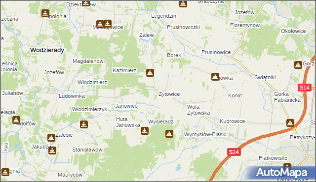 mapa Żytowice, Żytowice na mapie Targeo