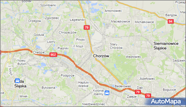 mapa Chorzów, Chorzów na mapie Targeo