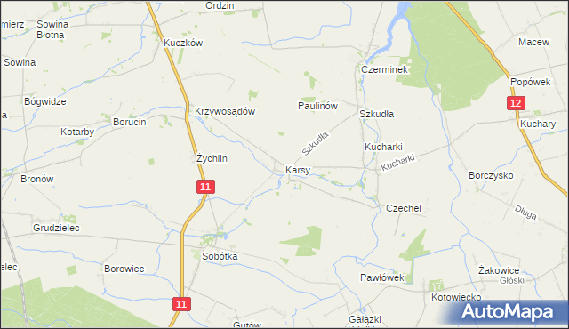 mapa Karsy gmina Gołuchów, Karsy gmina Gołuchów na mapie Targeo
