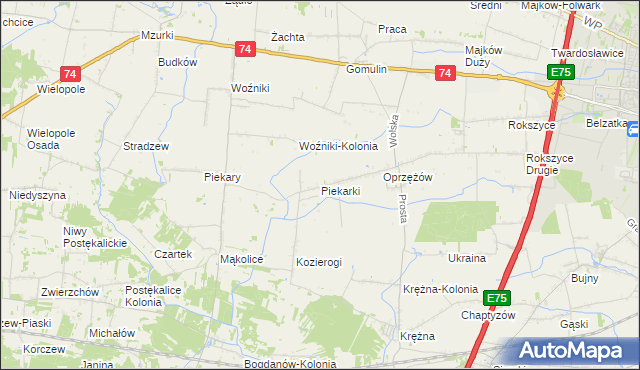 mapa Piekarki, Piekarki na mapie Targeo