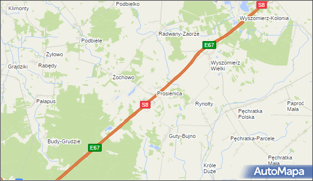 mapa Prosienica, Prosienica na mapie Targeo