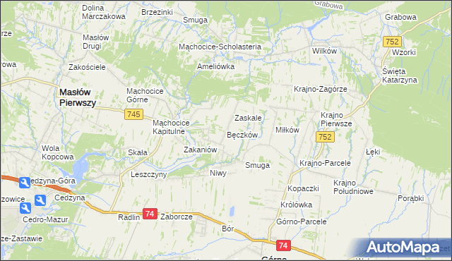 mapa Bęczków, Bęczków na mapie Targeo