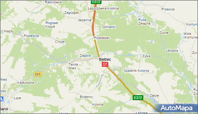 mapa Bełżec, Bełżec na mapie Targeo